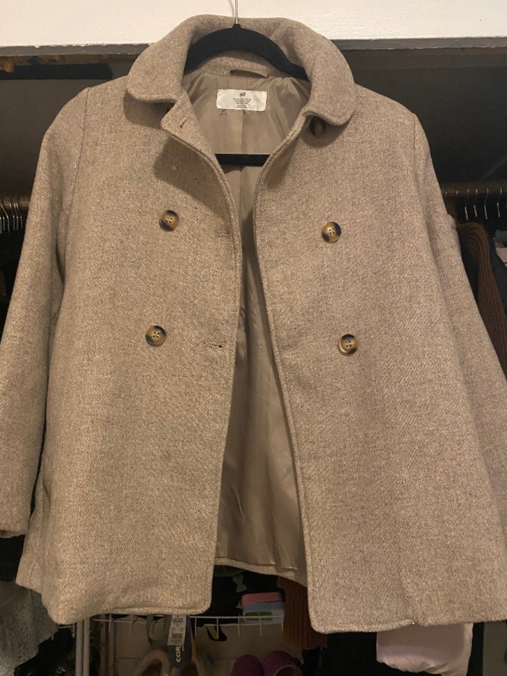 Girls H&M Peacoat Size 10 Beige Winter Coat